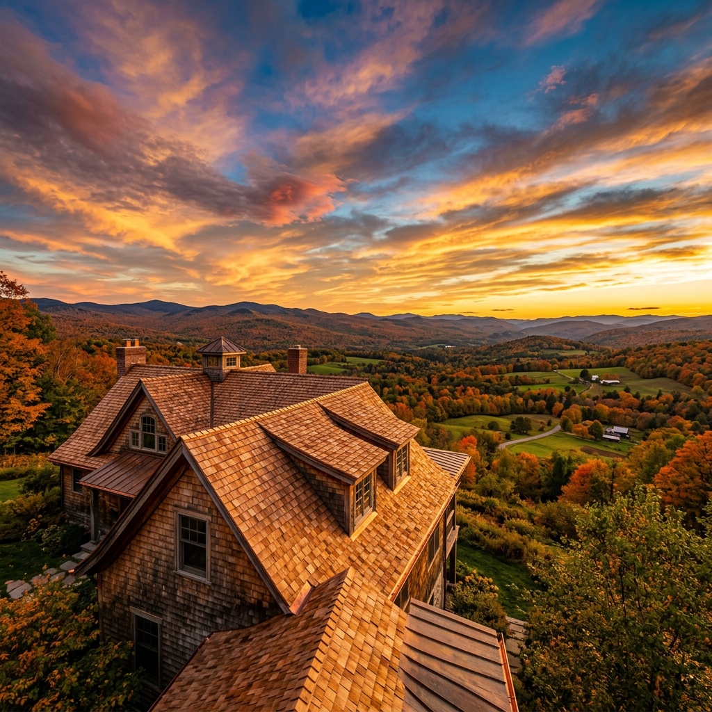 Vermont rooftop at golden hour
